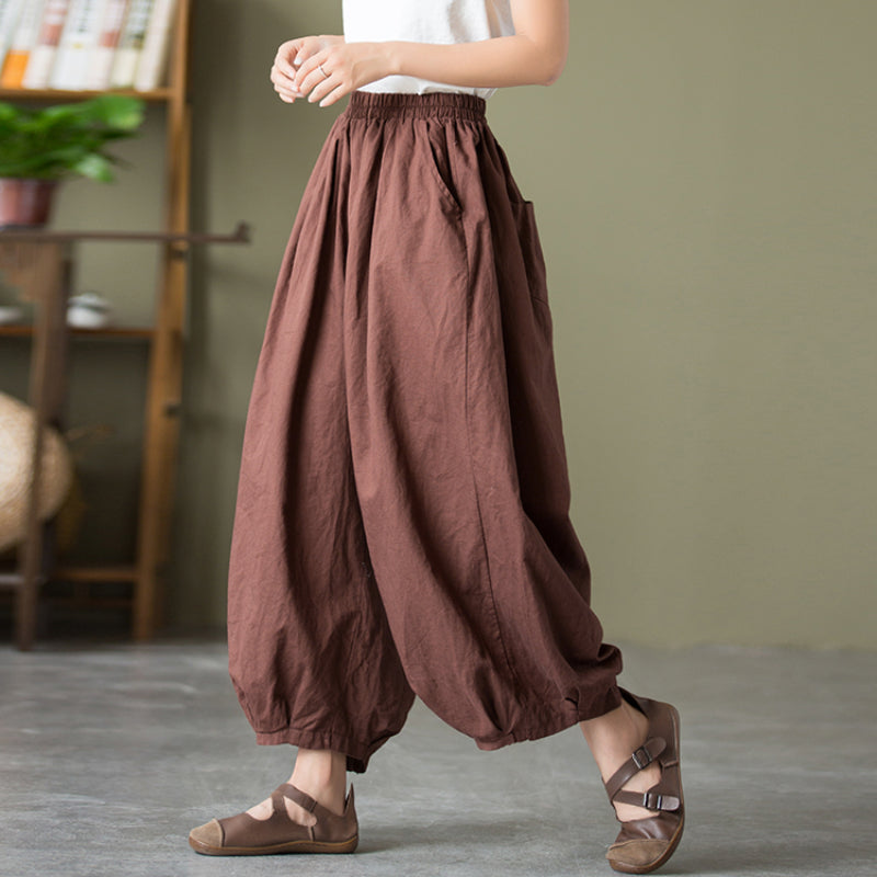 Cotton And Linen Loose Wide-leg Casual Big Bloomers