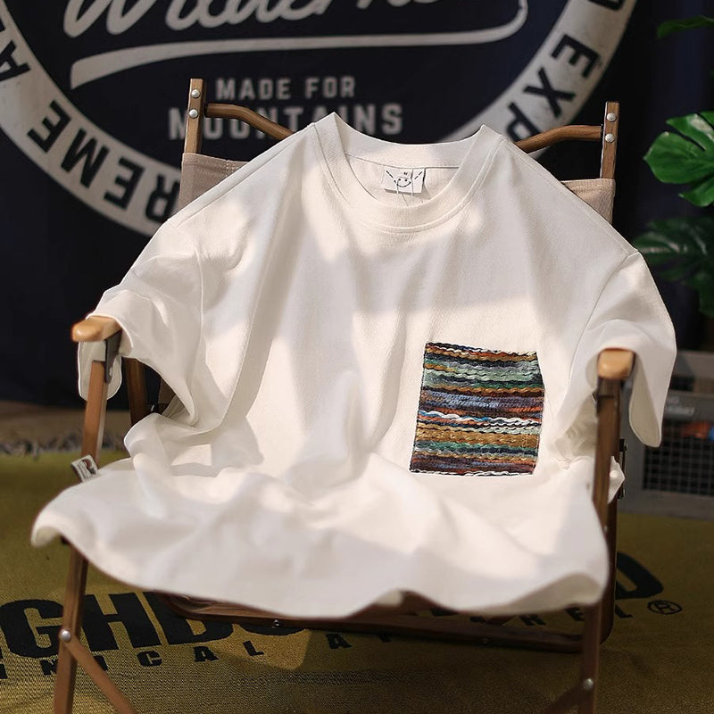 Vintage Color Pocket Short Sleeve T-Shirt