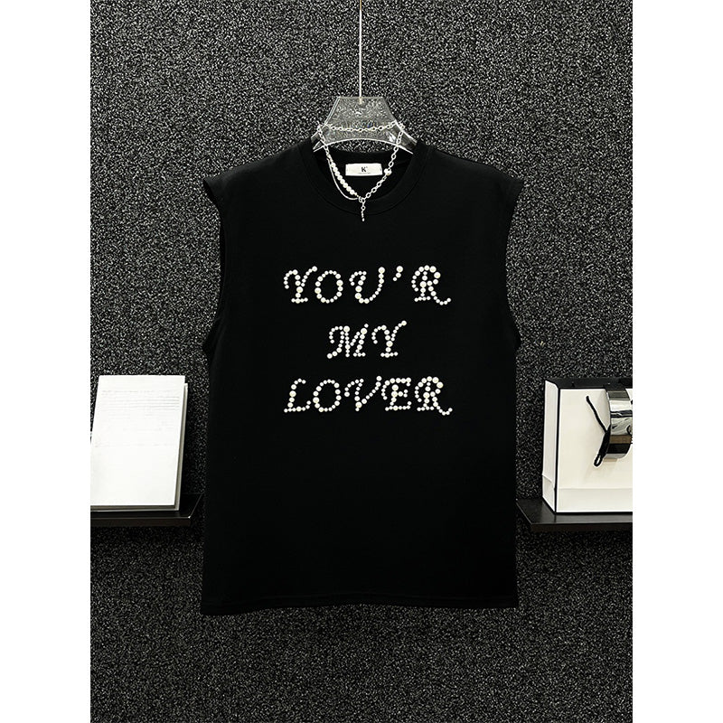 【YOU'R MY LOVER】Bead Lettering Sleeveless T-shirt
