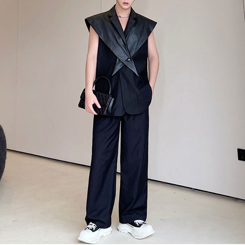 Detachable Suit Collar Casual Vest Two-piece Set