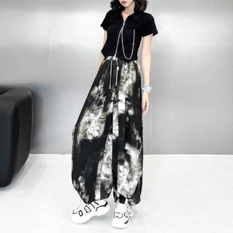 Tie-dyed Loose Ice Silk Casual Bloomers