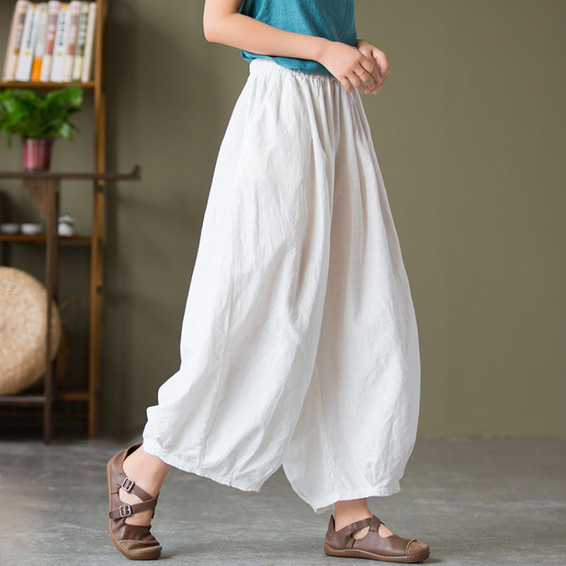 Cotton And Linen Loose Wide-leg Casual Big Bloomers