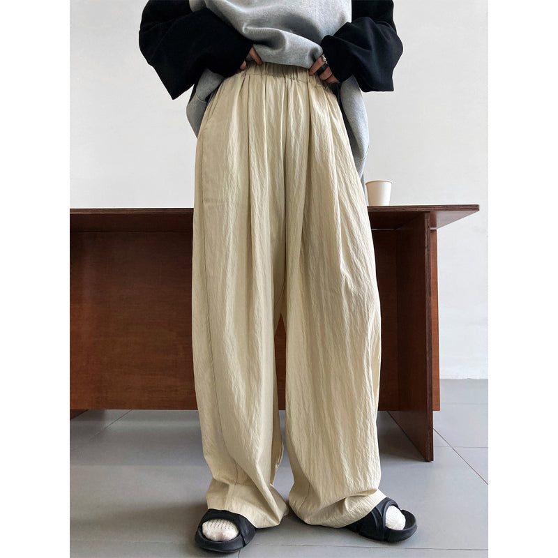 Spring Retro Loose High Waist Drape Wide Leg Pants