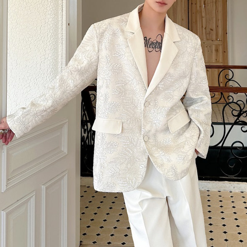 Double-layer 3D Embossed Lapel Suit Jacket