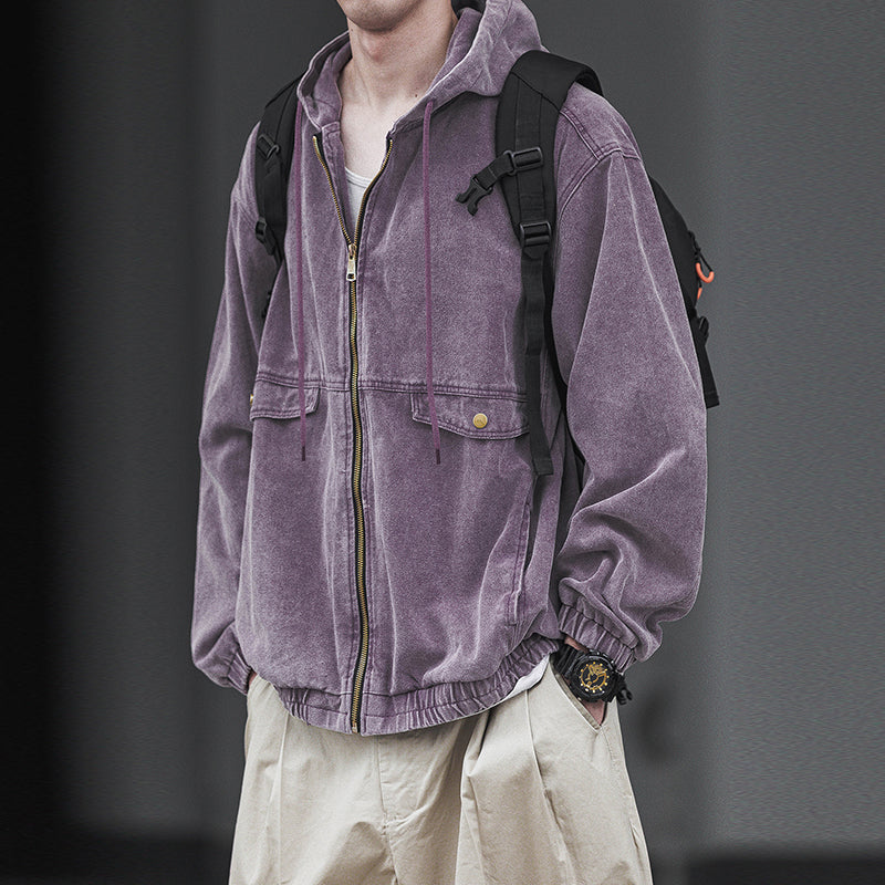 Hooded Work Jacket Vintage Casual  Jacket