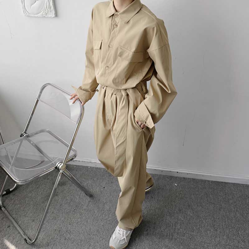 Japanese Retro Big Pocket Jumpsuit