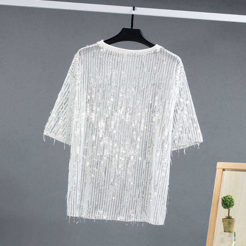 Tassel Sequin Stage Costume T-Shirt