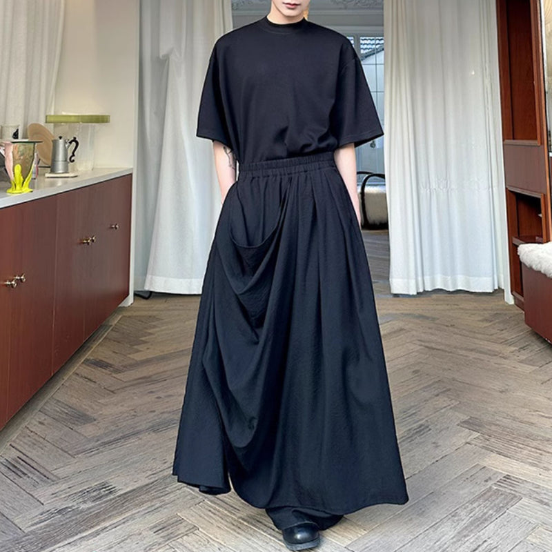 Double-layer Irregular Pleated Retro Skirt Pants