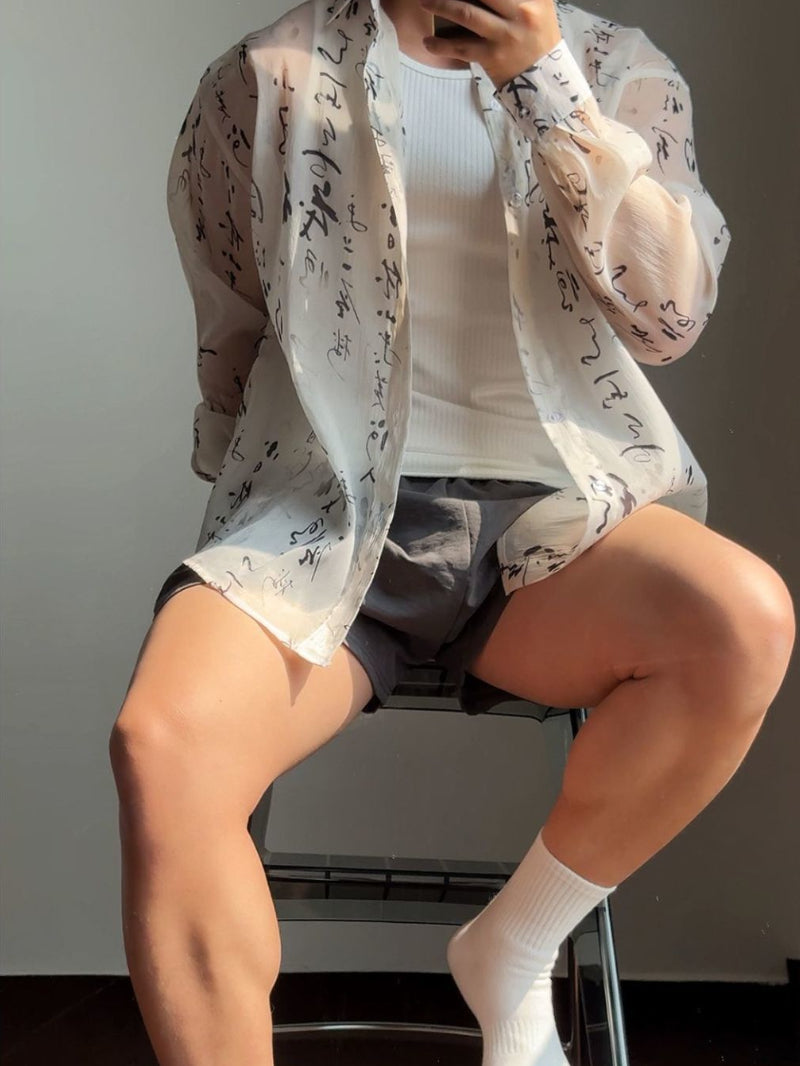 【Calligraphy】Ink and Wash Translucent Shirt