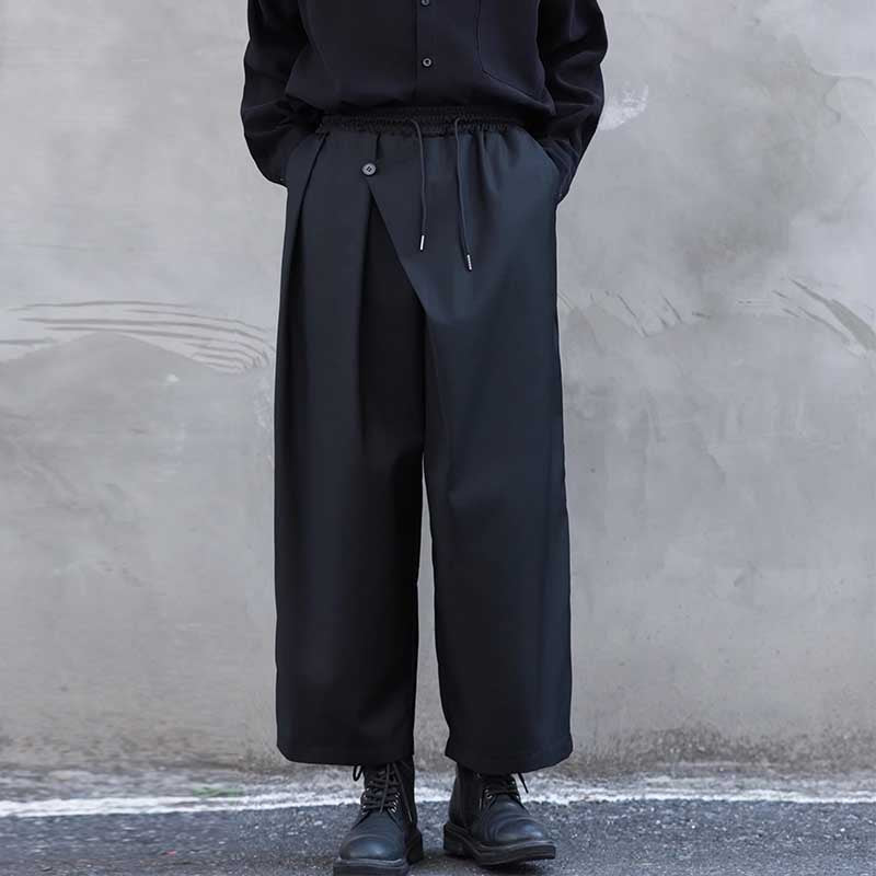 Straight-leg Casual Elastic Waist Wide-leg Pants