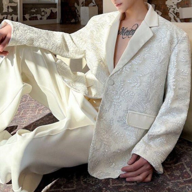 Double-layer 3D Embossed Lapel Suit Jacket