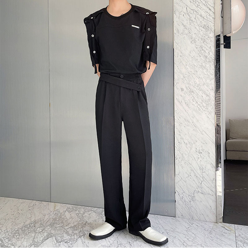 Irregular Belt Embellished Slacks