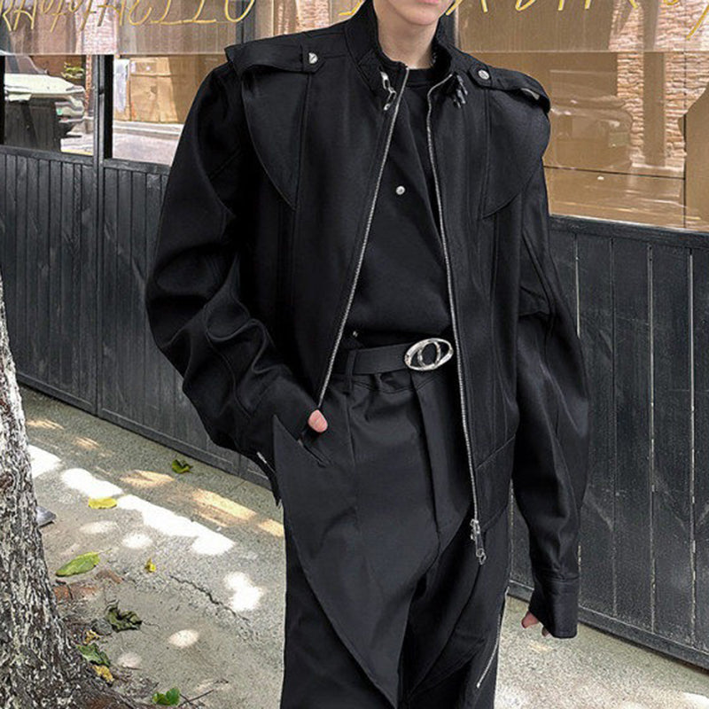 Simple Black  Zipper Short Jacket