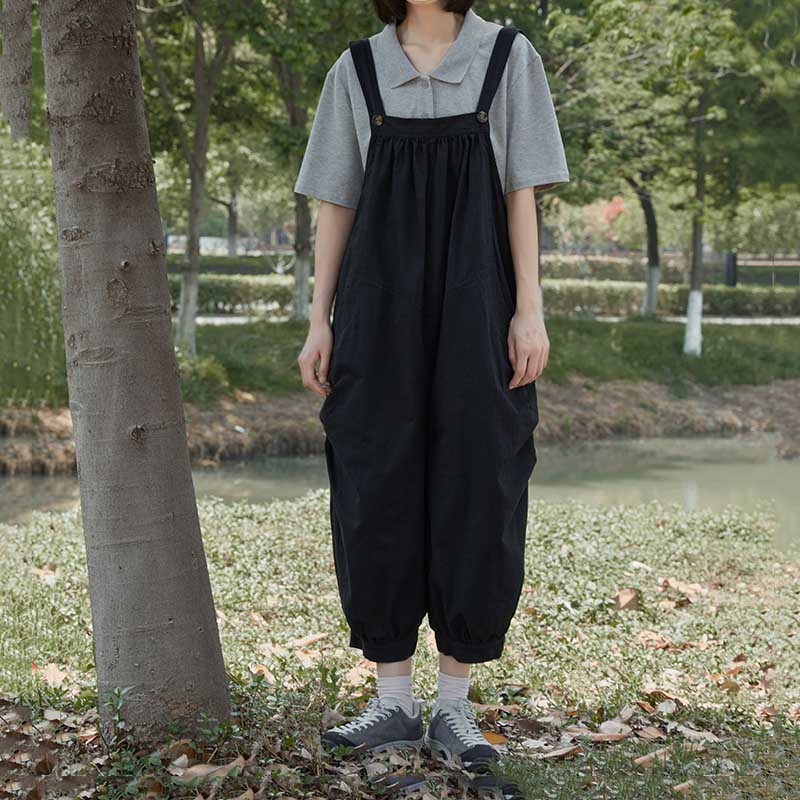 Solid Color Loose Overalls Casual Jumpsuit