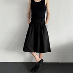 Button-embellished Draped Wide-leg Casual Suit Shorts