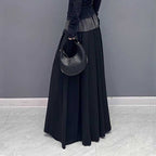 Casual Contrast Patchwork Denim Skirt