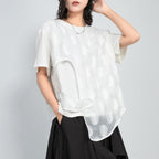 Asymmetric Round Neck Loose Fake Two-piece T-shirt