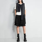 Round Neck Irregular Cotton and Linen Slit Vest