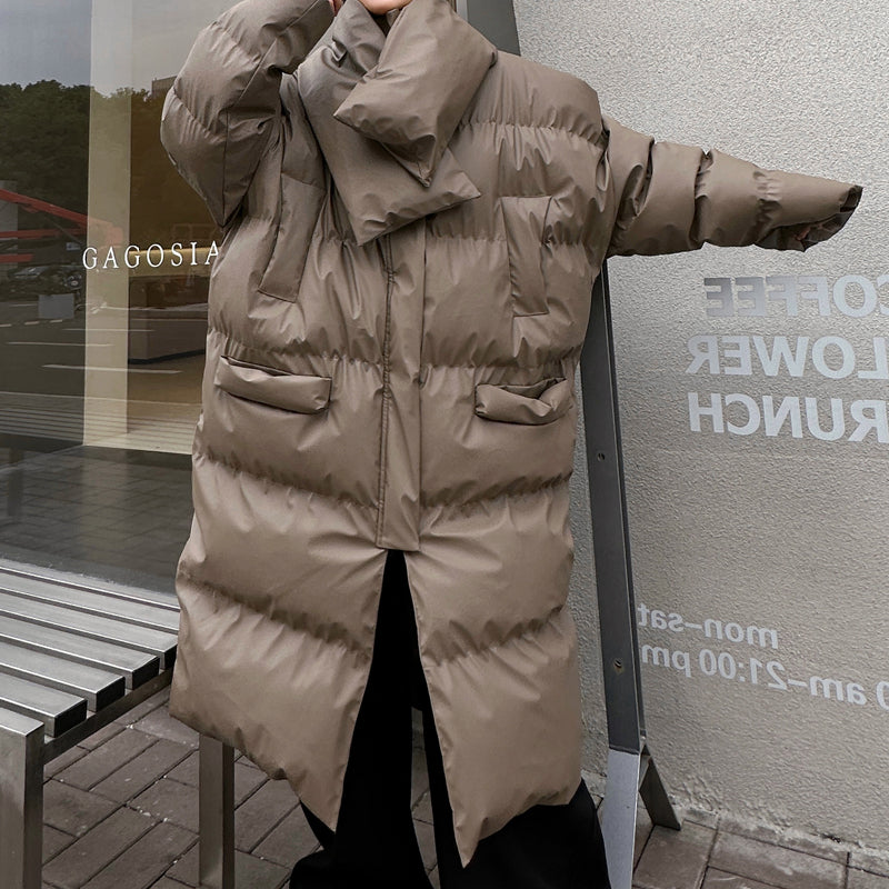 Winter Stand Collar Scarf Warm Cotton Coat