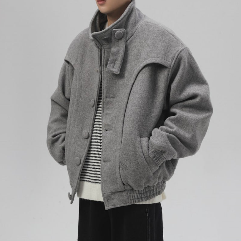 Retro Stand Collar Thickened Short Coat