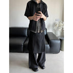 Asymmetric Deconstructed A-line Slit Multi-button Skirt