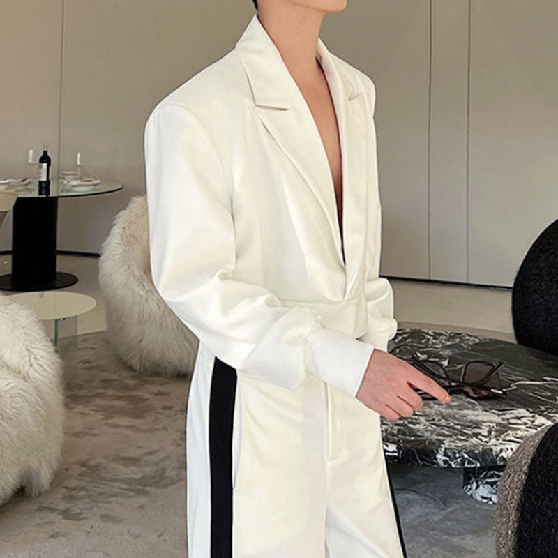 Shoulder Pad Short Jacket Wide Leg Pants Two Pieces Suit