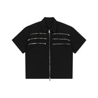 Multi-Zip Trim Short Sleeve Top