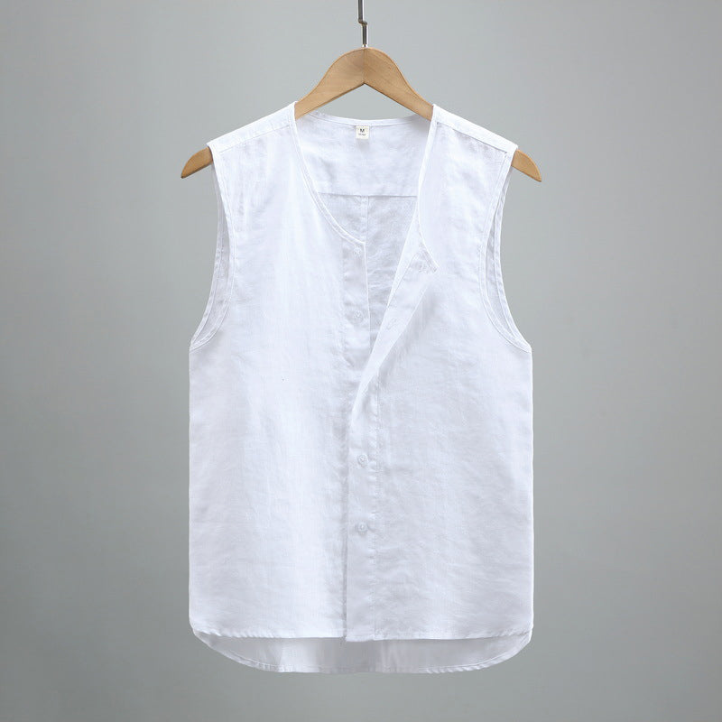 Summer Solid Color Linen Vest