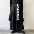 Multi-layered Floral-paneled Culottes Hakama Pants