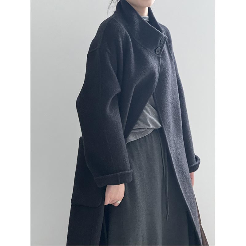 Casual Stand Collar Solid Color Coat