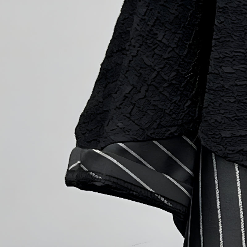 Striped Batwing Sleeve Turtleneck Shirt