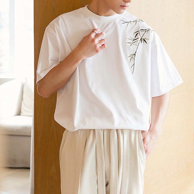 Bamboo Embroidered Short Sleeve T-Shirt