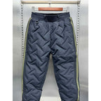 Warm Cotton Loose Striped Thick Tapered Pants