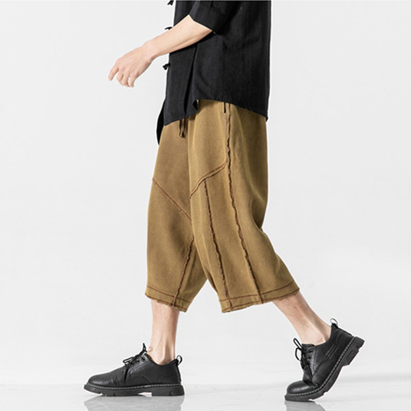 Knitted Patchwork Vintage Straight-leg Pants