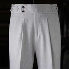 High-waisted Parisian Button Draped Suit Trousers