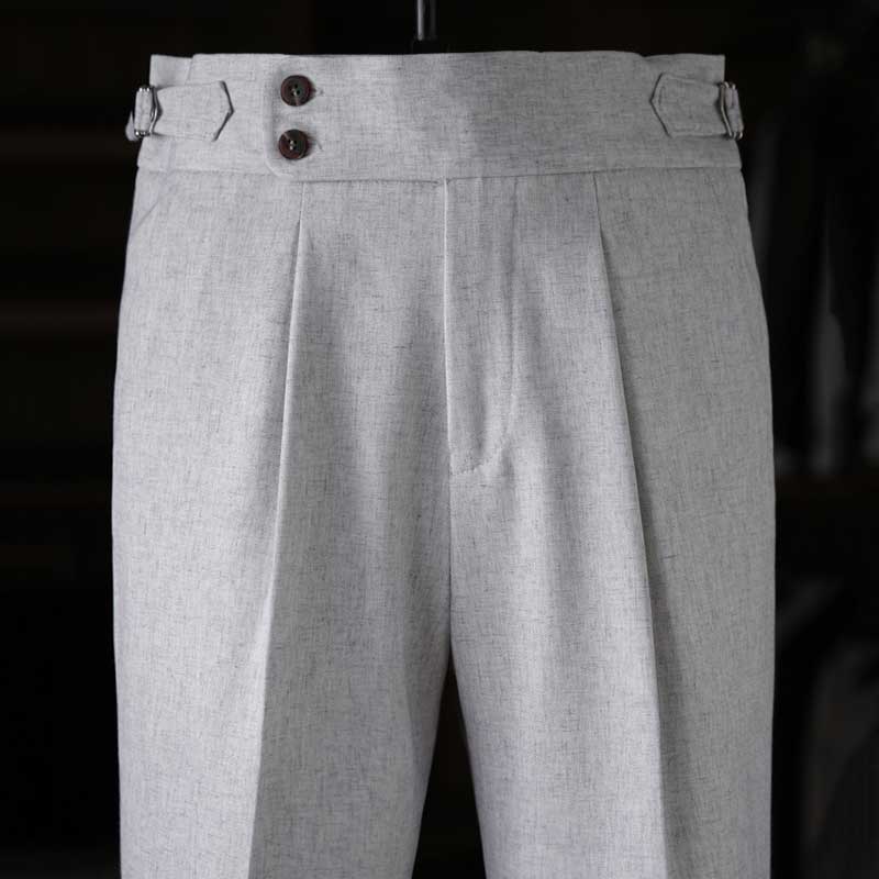 High-waisted Parisian Button Draped Suit Trousers