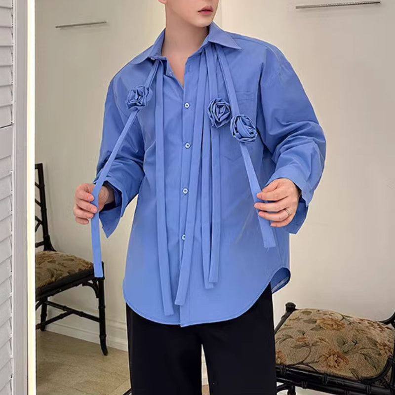 French 3D Rose Casual Shirt