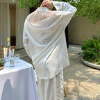 Mesh Beaded Satin Drape Shirt