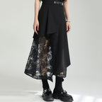 Irregular High-waist Paneled Mesh Skirt