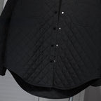Solid Color Lapel Diamond Quilted Jacket
