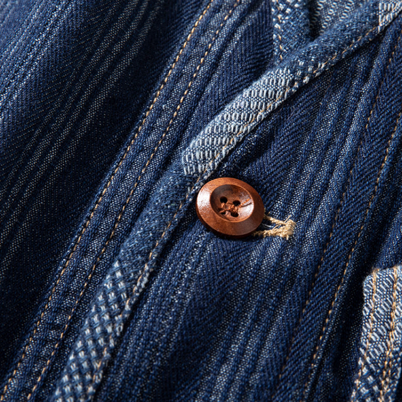 Denim Japanese Style Multi-pocket Patchwork Contrast Color Vest