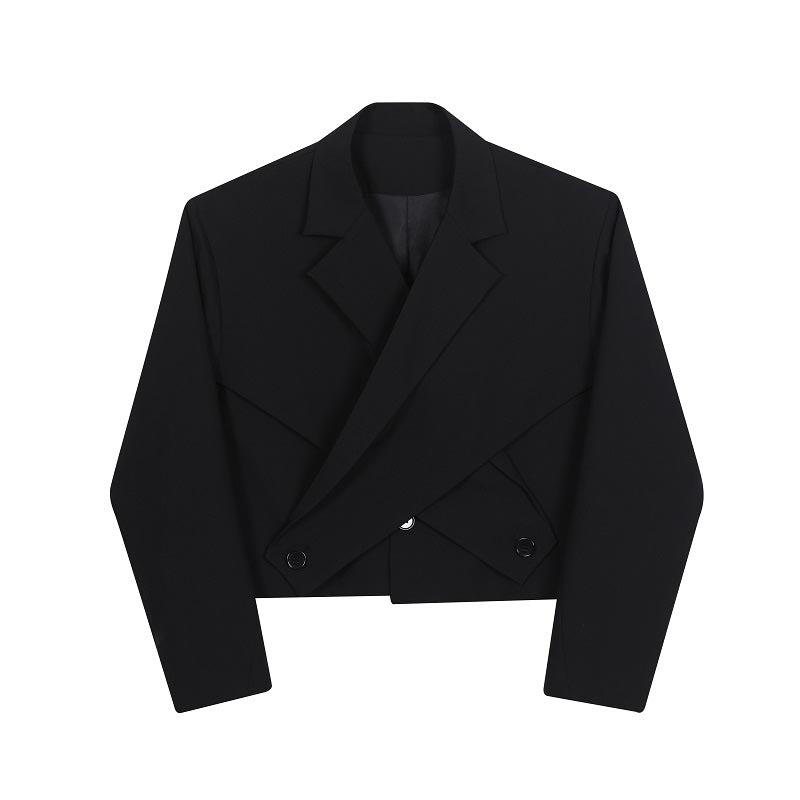 Hem Irregular Crossover Cropped Blazer