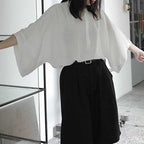 Stand Collar Oversized Cuff T-shirt