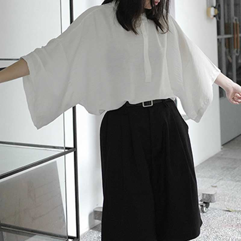 Stand Collar Oversized Cuff T-shirt