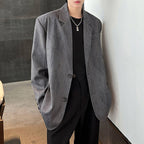 Distressed Textured Shoulder-padded Suit Jacket