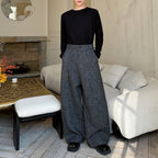 Woolen High Waist Loose Wide Leg Pants