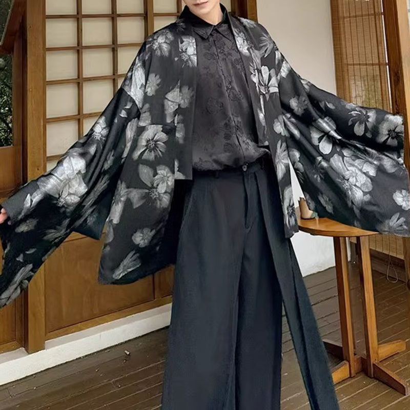 Retro Printed Large Sleeve Loose Cardigan