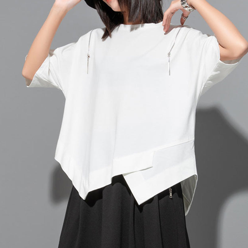 Patchwork Off-shoulder T-shirt