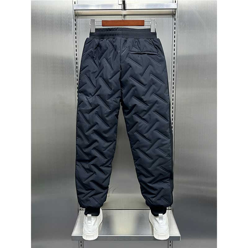 Warm Cotton Loose Striped Thick Tapered Pants