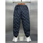 Warm Cotton Loose Striped Thick Tapered Pants